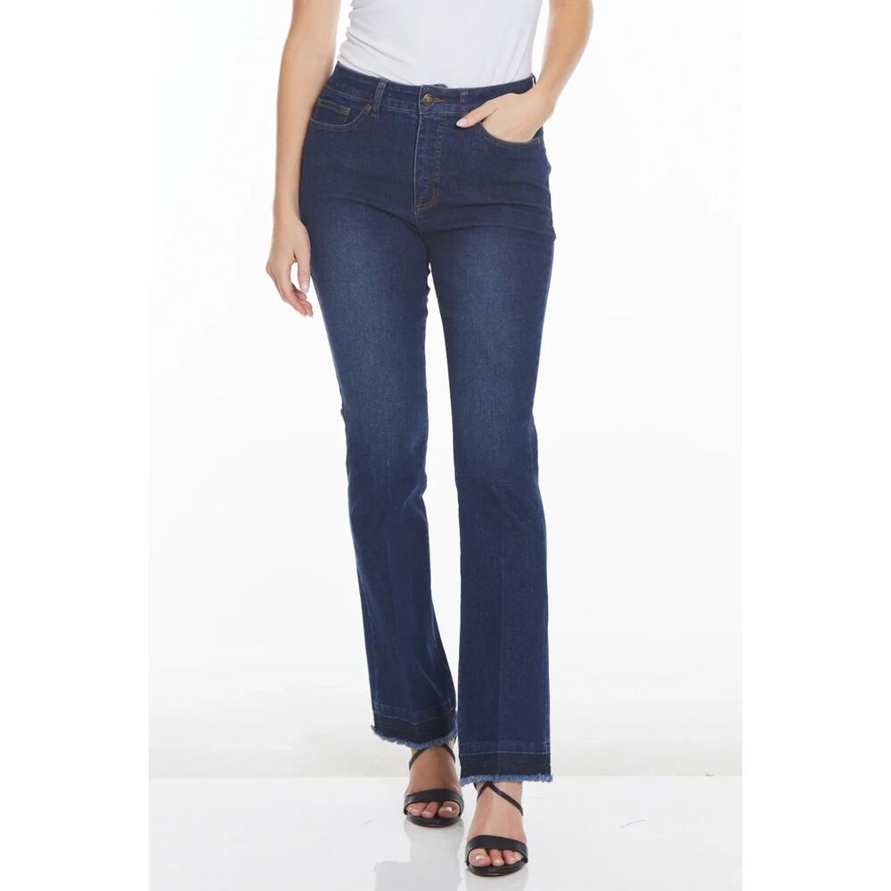 Multiples by Slim-sation Indigo Bootcut Control Panel Jeans Released Hem Size 6